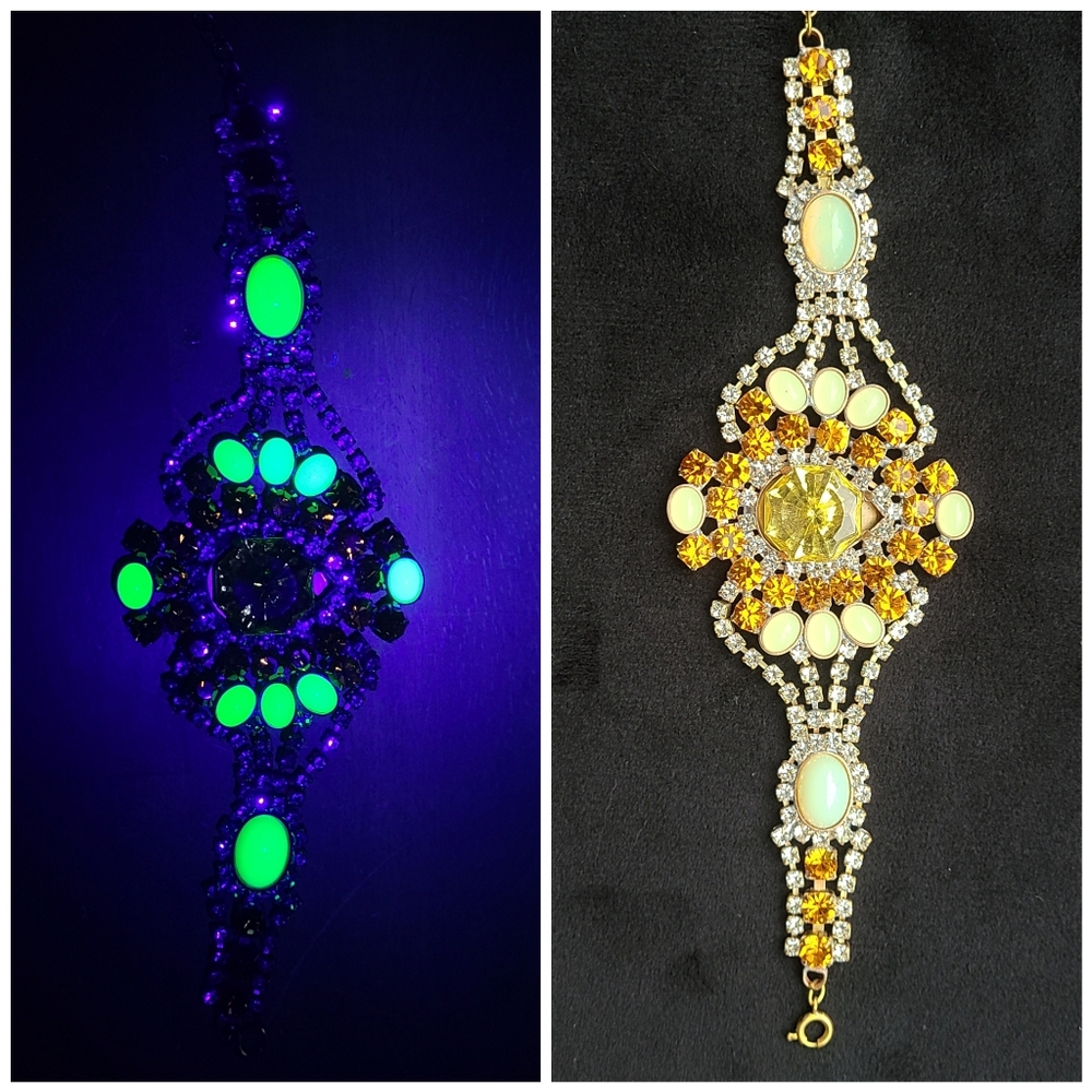 Uranium Glass Vintage Czech Glass Bracelet